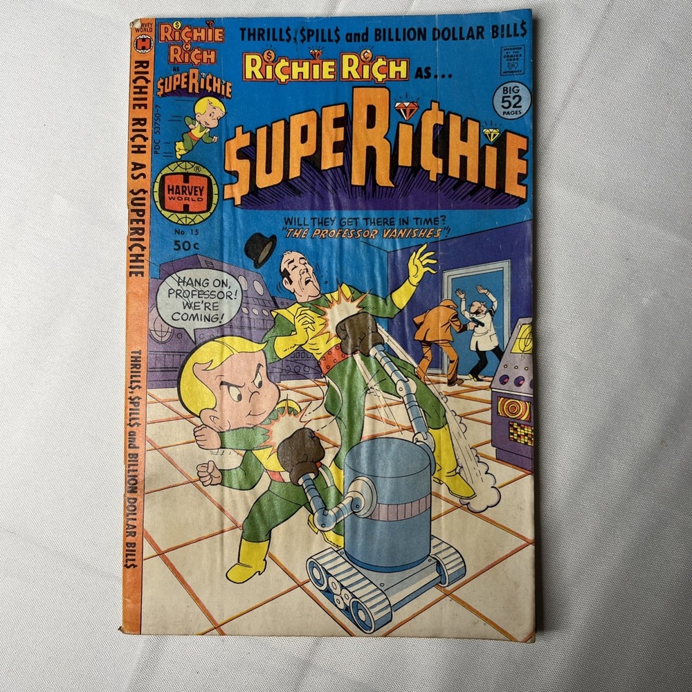 Vintage Richie Rich as Super Richie No. 15 Comic Harvey World 1970s Bronze Age
